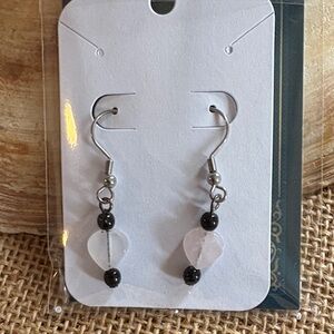 Elegant Black and White Dangle Earrings